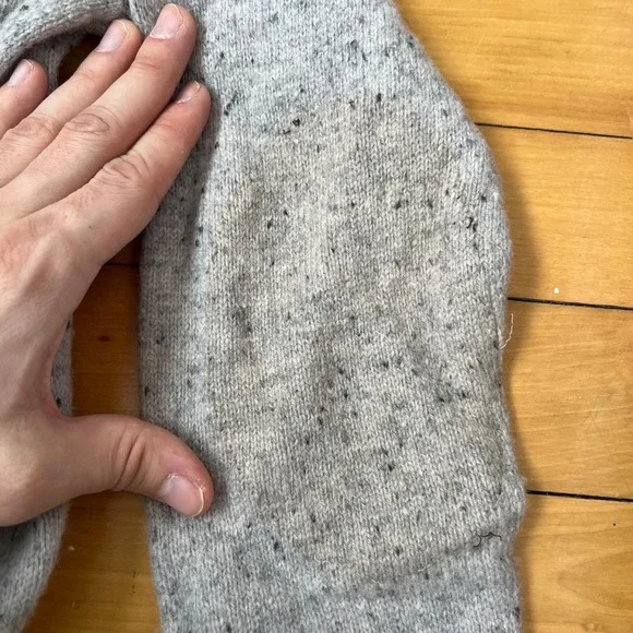 J.Crew Mens Small Lambswool Blend Crewneck Sweater Grey Speckled Elbow Patches - Picture 6 of 8